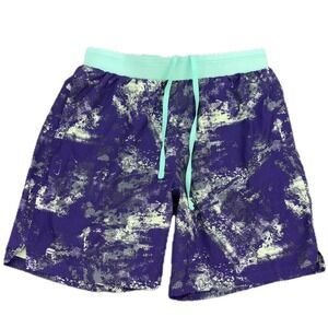 Fabletics Shorts Mens 28 Purple Mint Camo‎ Lined Athletic Running Training 2734